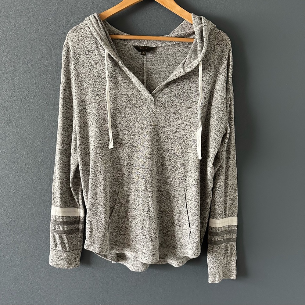 Gray Hooded Women's Top
